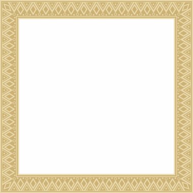 Vektör Altın Kare Ulusal Kızılderili desenleri. Ulusal etnik süsler, sınırlar, çerçeveler. Güney Amerika halklarının renkli süslemeleri, Maya, İnka, Aztekler.