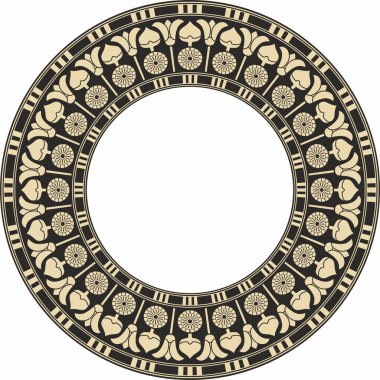 Vektör altın ve siyah Mısır süsü. Sonsuz Çember, Antik Mısır Halkası. Geometrik Afrika çerçevesi