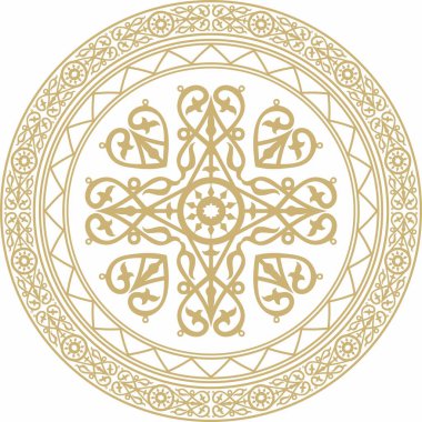 Vektör altın Yakut süsü. Sonsuz çember, sınır, Uzakdoğu 'nun kuzeyindeki insanların çerçevesi.