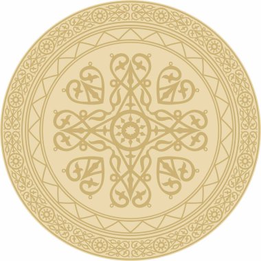 Vektör altın Yakut süsü. Sonsuz çember, sınır, Uzakdoğu 'nun kuzeyindeki insanların çerçevesi.