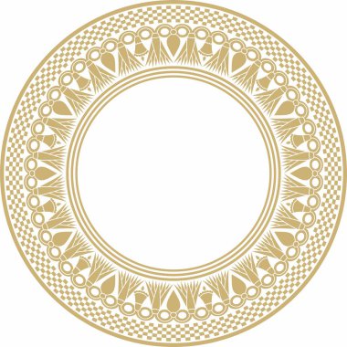 Vektör altın yuvarlak Mısır süsü. Sonsuz Çember, Antik Mısır Halkası. Geometrik Afrika çerçevesi