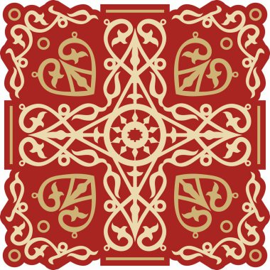 Vektör kırmızı ulusal Yakut tılsımı, dekorasyon. Sibirya, Uzak Kuzey ve Tundra halklarının etnik süsleri.