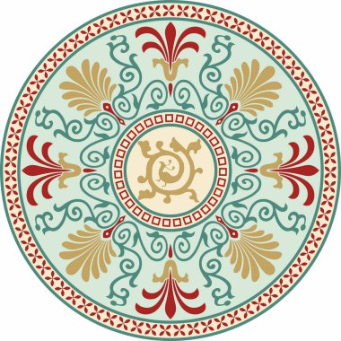  Yuvarlak süs. Yunanistan, Doğu Roma İmparatorluğu 'nun klasik çemberi. İstanbul 'un şablon motifleri