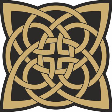 Vektör altın ve siyah Kelt düğümü. Antik Avrupa insanlarının süsü. İrlanda, İskoçlar, İngilizler, Franklar 'ın işareti ve sembolü..