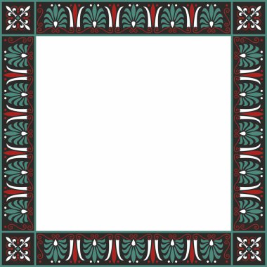 Vektör renkli kare klasik Yunan süsü. Avrupa süsü. Sınır, çerçeve Antik Yunan, Roma İmparatorluğu