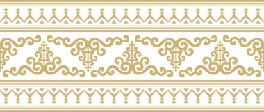 Vektör altın pürüzsüz Yakut süsü. Sonsuz sınır, Uzak Doğu 'nun kuzey halklarının çerçevesi..