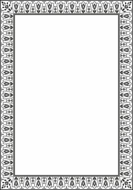 Vektör tek renkli siyah kare Türk süsü. Sonu gelmeyen ulusal sınır, çerçeve
