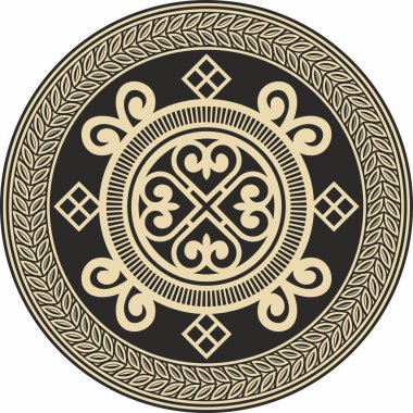 Vektör altın ve siyah Yakut süsü. Sonsuz çember, sınır, Uzakdoğu 'nun kuzeyindeki insanların çerçevesi.