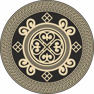 Vector gold and black round Yakut ornament. Endless circle, border, frame of the northern peoples of the Far East. clipart