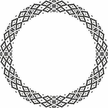 Vector round monochrome seamless Belarusian national ornament. Ethnic endless circle black border, Slavic peoples frame. 