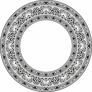 Vector monokrom siyah yuvarlak klasik Rönesans süsü. Çember, halka Avrupa sınırı, canlanma biçimi çerçevesi