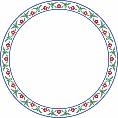Vektör renkli Türk süsü. Sonsuz Osmanlı ulusal sınırı, çerçeve, halka
