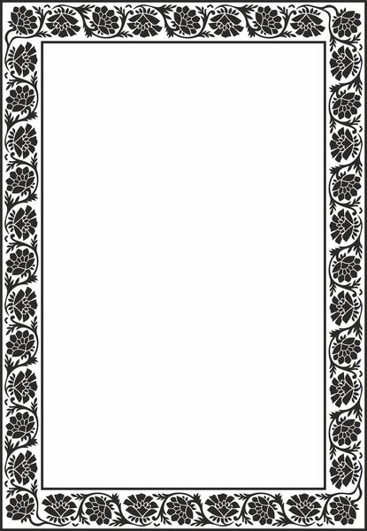 Векторный квадратный монохромный черный индийский национальный орнамент. Граница между этническими растениями. Рамка из цветов. Маки и листья