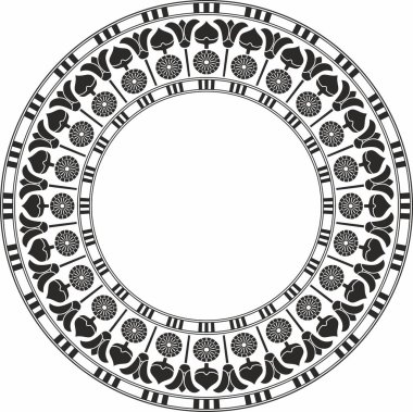 Vektör tek renkli siyah Mısır aksesuarı. Sonsuz Çember, Antik Mısır Halkası. Geometrik Afrika çerçevesi