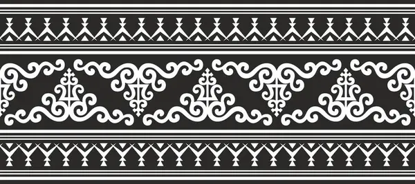 stock vector Vector monochrome black seamless Yakut ornament. Endless border, frame of the northern peoples of the Far East.