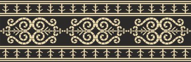 Vektör altın ve siyah pürüzsüz Yakut süsü. Sonsuz sınır, Uzak Doğu 'nun kuzey halklarının çerçevesi..