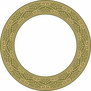 Yeşil kenarlı, çerçeveli, Pompei yüzüklü, yuvarlak altın bir taşıyıcı. Çember Napoli süsü. Antik Roma Sanatı