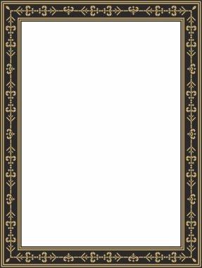 Vektör altın ve siyah kare Yakut süsü. Sonsuz dikdörtgen bir sınır, Uzak Doğu 'nun kuzey insanlarının bir çerçevesi..