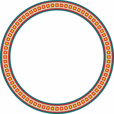 Vektör renkli Mısır süsü. Çember, çerçeve, eski Mısır yüzüğü. Nilüfer çiçekleri ve güneş deseni.