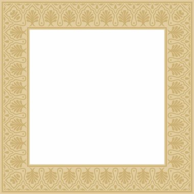 Vektör Altın Kare Ulusal Hint Süsü. Dikdörtgen, sınır, etnik Hindu çerçevesi