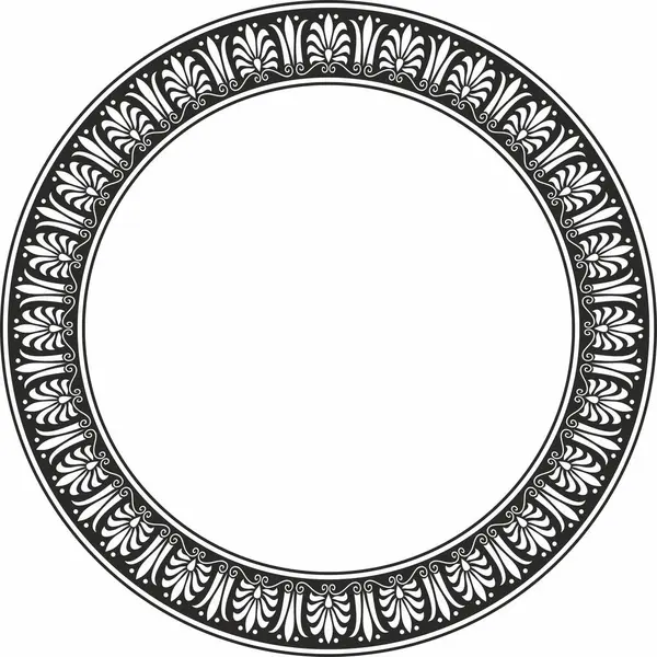 Vector monokrom siyah yuvarlak klasik Yunan süsü. Avrupa süsü. Sınır, çerçeve, daire, halka Antik Yunan, Roma İmparatorluğu