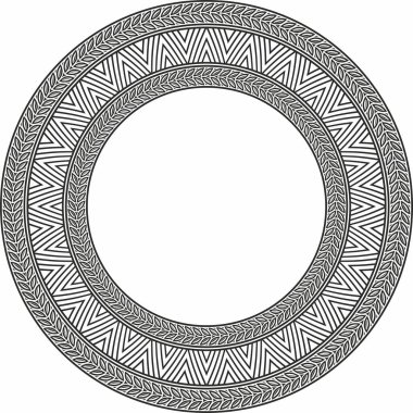 Vektör tek renkli siyah Yakut süsü. Sonsuz çember, sınır, Uzakdoğu 'nun kuzeyindeki insanların çerçevesi.