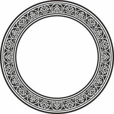 Siyah monokrom kenarı, çerçeve, Pompeii halkası. Çember Napoli süsü. Antik Roma Sanatı