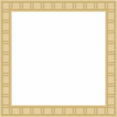 Vektör altın kare Mısır süsü. Dikdörtgen, çerçeve, eski Mısır. Nilüfer çiçekleri ve su deseni.