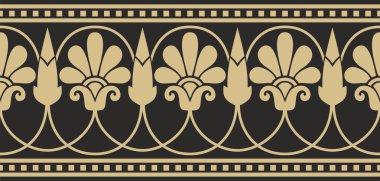 Vektör altın ve siyah dikişsiz klasik Yunan aksesuarı. Antik Yunan 'ın bir örneği. Roma İmparatorluğu 'nun çerçevesi.