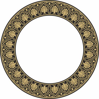 Vektör altın ve siyah yuvarlak Hint süsü. Çember, halka, sınır, etnik Hindu çerçevesi