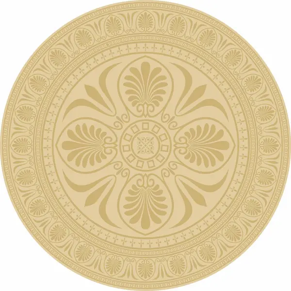 Vektör klasik yuvarlak süs. Daire şeklinde altın desenli. Yunanistan ve Antik Roma 'nın çizimleri. Çiçek çizimi