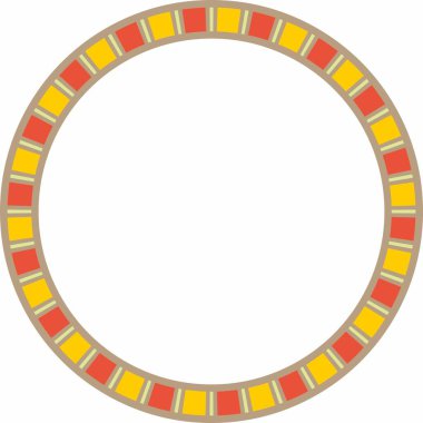 Vektör renkli Mısır süsü. Çember, çerçeve, eski Mısır yüzüğü. Nilüfer çiçekleri ve güneş deseni.