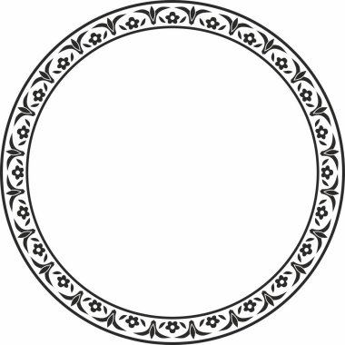 Vector monochrome black round turkish ornament. Endless ottoman national border, frame