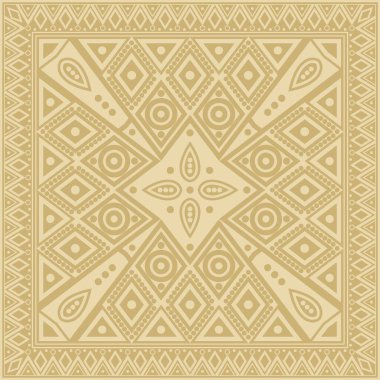 Vektör Altın Kare Ulusal Kızılderili desenleri. Ulusal etnik süsler, sınırlar, çerçeveler. Güney Amerika halklarının renkli süslemeleri, Maya, İnka, Aztekler.