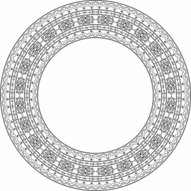 Vektör tek renkli siyah Yakut süsü. Sonsuz çember, sınır, Uzakdoğu 'nun kuzeyindeki insanların çerçevesi.