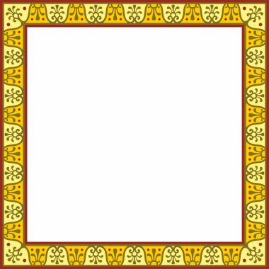 Vektör karesi renkli sınır, çerçeve, Pompeii. Dikdörtgen Neopolitan süsü. Antik Roma Sanatı. Boyalı cam şablonu