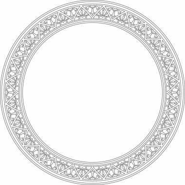 Vector round siyah sınır, çerçeve, Pompeii yüzüğü. Çember Napoli süsü. Antik Roma Sanatı. Boyalı cam şablonu