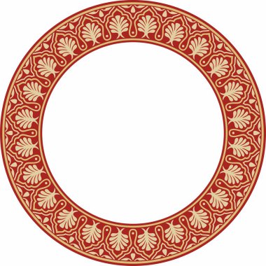 Vektör altın ve kırmızı turuncu Hint süsü. Çember, halka, sınır, etnik Hindu çerçevesi