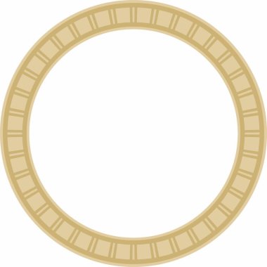 Vektör altın yuvarlak Mısır süsü. Çember, çerçeve, eski Mısır yüzüğü. Nilüfer çiçekleri ve su deseni.