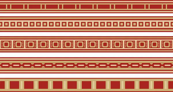 stock vector Vector set of gold and red seamless Egyptian borders. Endless Ornaments of Ancient Egypt. Geometric African frame