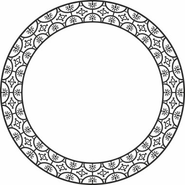 Siyah monokrom kenarı, çerçeve, Pompeii halkası. Çember Napoli süsü. Antik Roma Sanatı