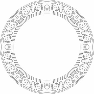 Vector round siyah sınır, çerçeve, Pompeii yüzüğü. Çember Napoli süsü. Antik Roma Sanatı. Boyalı cam şablonu