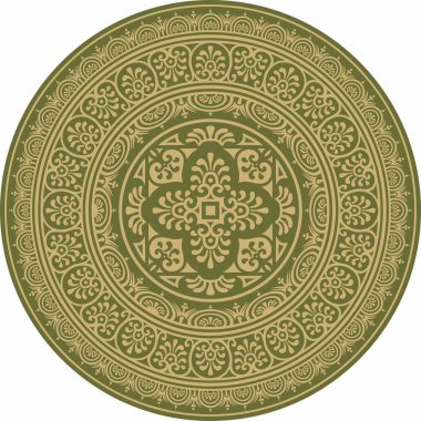 Yeşil kenarlı, çerçeveli, Pompei yüzüklü, yuvarlak altın bir taşıyıcı. Çember Napoli süsü. Antik Roma Sanatı