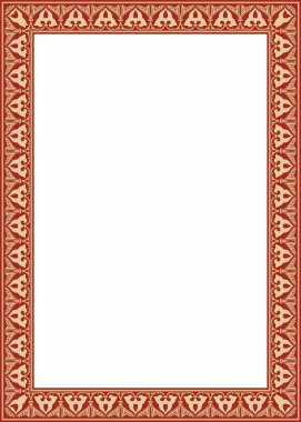 Kırmızı Arap ulusal kare süslemeli vektör altın. Etnik dikdörtgen, doğu halkları çerçevesi. Farsça resim