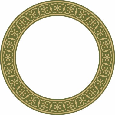 Yeşil İran aksesuarlı saf altın. Çember, halka, çerçeve, sınır, İran, Irak, Tacikistan halklarının etnik düzeni