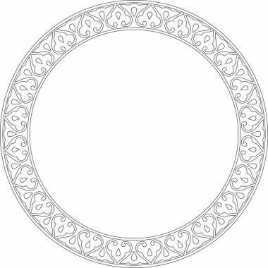 Siyah vektör, Arap ulusal yuvarlak süsü. Etnik çember, çerçeve, doğu halkası. Farsça resim