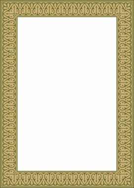 Yeşil Arap ulusal kare süsü olan vektör altın. Etnik dikdörtgen, doğu halkları çerçevesi. Farsça resim