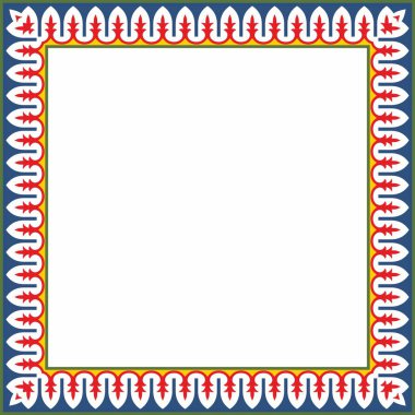 Vektör kare renkli ulusal İran süsü. Dikdörtgen, çerçeve, sınır, İran, Irak, Tacikistan halklarının etnik düzeni