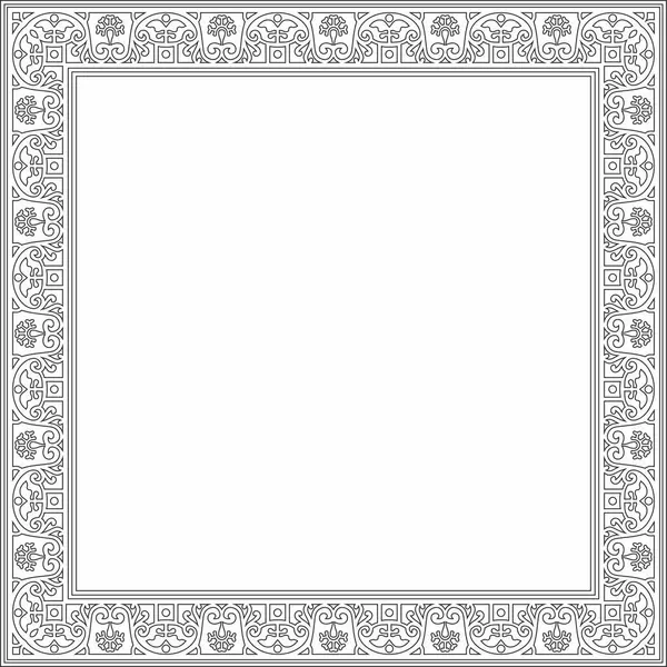 Vektör karesi, sınır, çerçeve, Pompeii. Dikdörtgen Neopolitan süsü. Antik Roma Sanatı. Boyalı cam şablonu