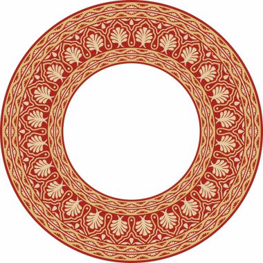 Vektör altın ve kırmızı turuncu Hint süsü. Çember, halka, sınır, etnik Hindu çerçevesi